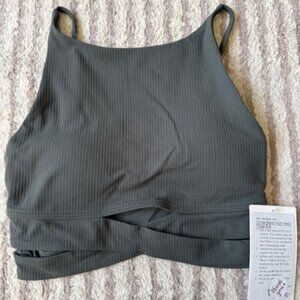Lululemon Cross-Band High-Neck Yoga Bra, B/C Cup Slate Brown NWT Size 4